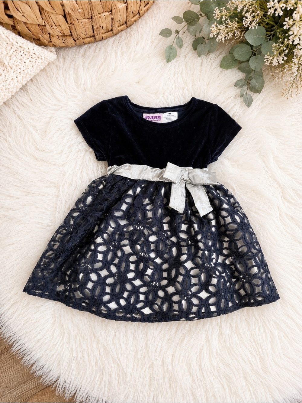 Blueberi Boulevard Floral Geometric Formal Dress Size 12 Months Baby Girl